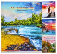 Тетрадь А5, 96 листов, клетка, поля, ассорти 4 вида Проф-Пресс Райские пейзажи-1