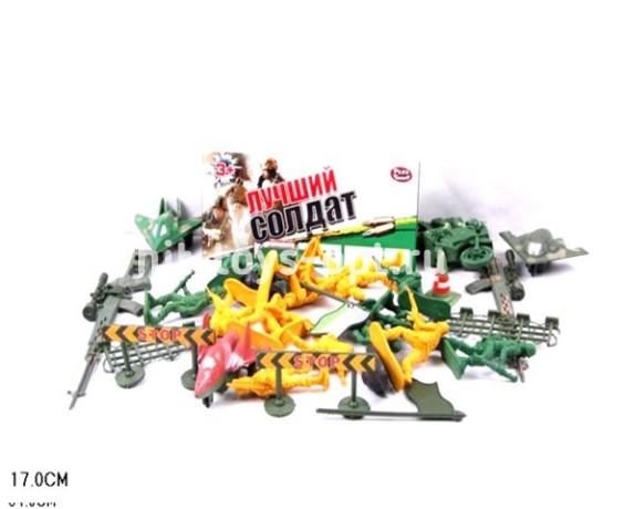Набор солдатиков с бочкой и автоматом, размер 17*27