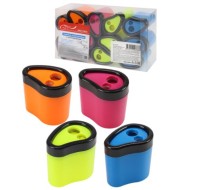 Точилка для карандашей 2 отв (ТК-0336) с контейнером, пластмассовая, ассорти