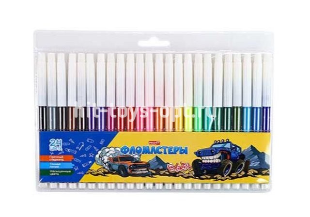 Фломастеры 24цв. невент.колп.,блистер, в ассорти