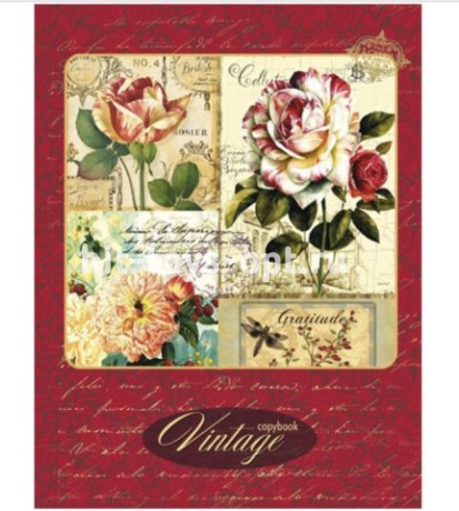 Тетрадь на кольцах клетка 100л."Цветы на бордовом"