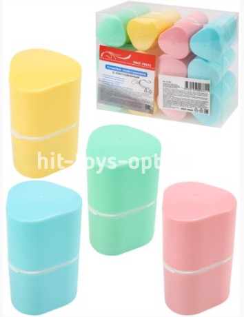 Точилка для карандашей 2 отв (ТК-0331) с контейнером, пластмассовая, ассорти