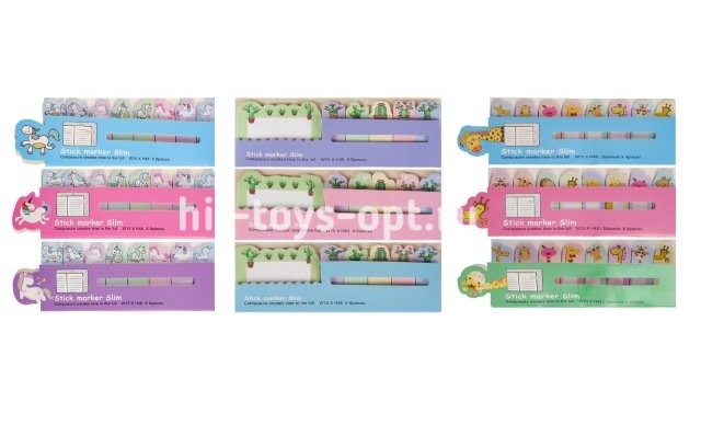 Закладка с липким краем 5х13мм в ассорти 20л + блок PROF-PRESS