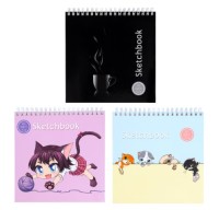 Скетчбук, бежевая бумага 100г/м2, 165*165мм, 40л, спираль, 7БЦ, обложка - глянц. картон. ассорти