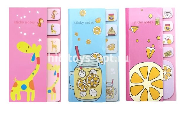 Набор бумажных закладок с клеевым краем 8 х 14 см, 18 листов, в ассортименте