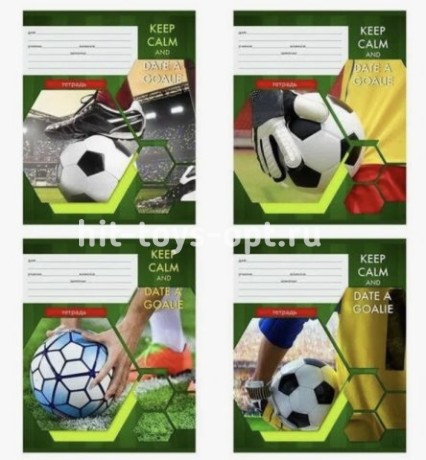 Тетрадь Клетка 24л ."Мяч и Бутсы"(цвет.мелов.обл. 5 дизайнов в спайке)