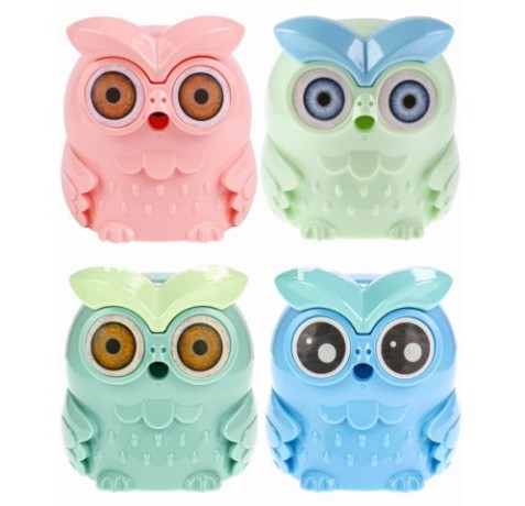 Точилка механическая 1 отв Совята (ТК-3555) с контейнером,ассорт