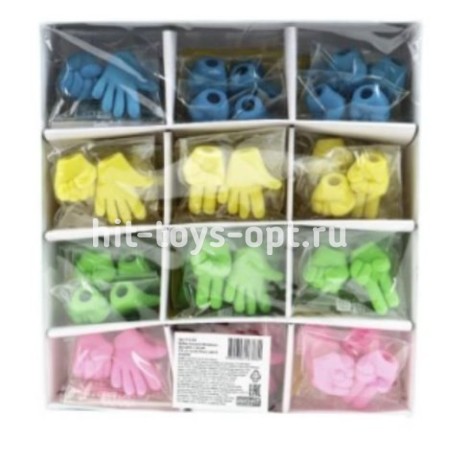 Набор ластиков фигурных 2 шт ДВЕ РУКИ 3,5х1,5см ассорти