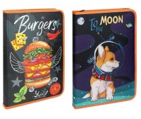 Папка д/труда А4 в ассорти п/э,печать по ткани,на молнии