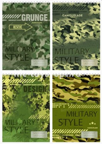 Блокнот А6 40л.кл.греб.ПРОФ-ПРЕСС Военный стиль ассорти