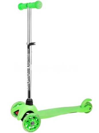 Самокат 3-х колесный Magic (54*11*50-68см, кол. 110/78мм PU, свет, до 50кг) зеленый