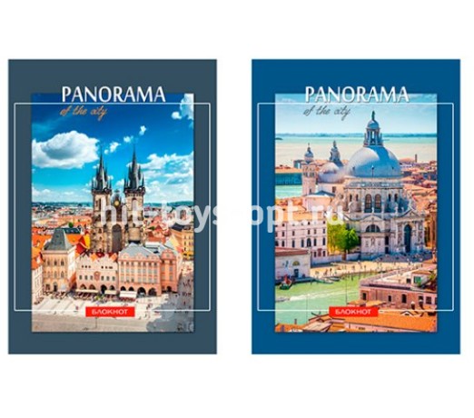Блокнот А5 80л.кл.греб. Городские панорамы жест.подлож.ассорти