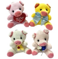 Мягкая Игрушка Брелок на липучке Свинка 10см, в ассорти