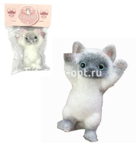 Антистресс Котик с Ворсом Серый 12см,(150гр)