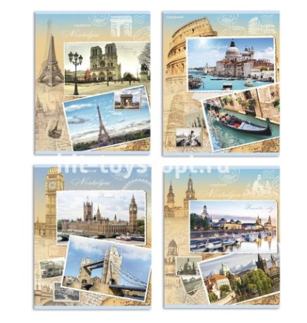 Тетрадь А5 клетка 80л. "Европейские виды" цветн. мелов.обл.