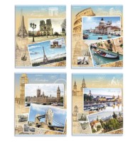 Тетрадь А5 клетка 80л. &quot;Европейские виды&quot; цветн. мелов.обл.