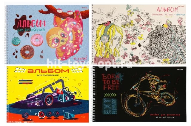 АЛЬБОМ ДЛЯ РИСОВАНИЯ А4 40Л ГРЕБЕНЬ,в АССОРТИ