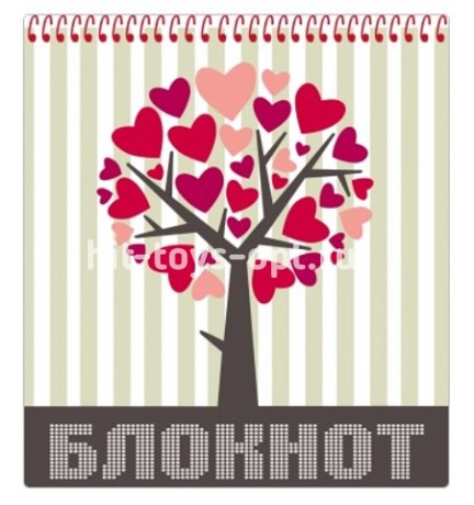 Блокнот А6 48л.кл.спир. Дерево из сердечек