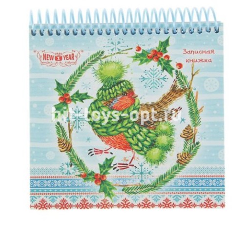 Записная книжка. клетка. 128 листов. А6. Снегирь и венок.