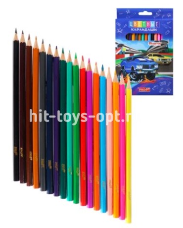 Карандаши цветные 18цв в кор. в ассорти