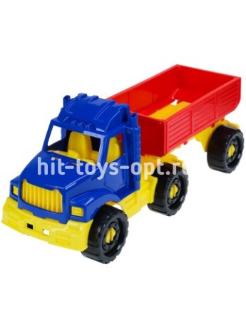 Машинка Тягач "БИЗОН" бортовой с прицепом Классический 28см