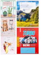 Тетрадь 12 л. Клетка, принт ассорти