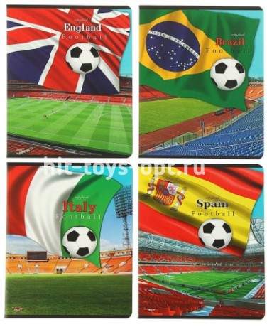 Тетрадь 48л., А5, Проф-Пресс "Футбольные державы" тисн.золото
