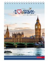 Блокнот А5,80л,кл,гр,мел.обл.жес.подл ЛЮБОВЬ К СТРАНСТВИЯМ