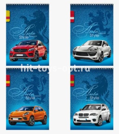 Блокнот А6 40л клетка гребень Авто на джинсовом фоне