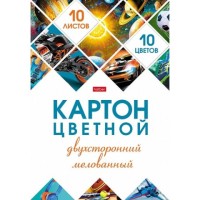 Картон Цветной Двухсторонний  А4 10л 10 цв в Папке