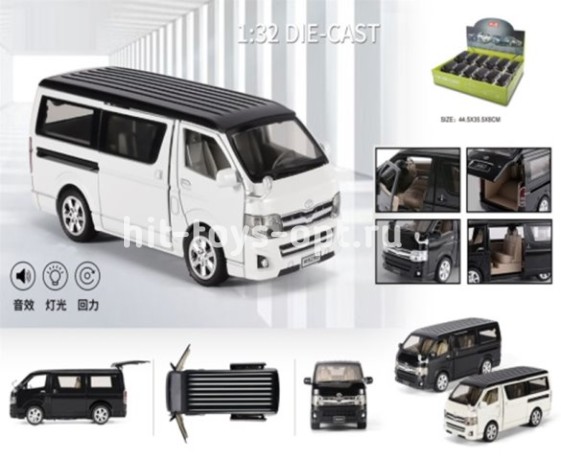 Машина металлическая Тойота БУСИК 12 в уп свет+муз 15см, цвета ассорти, цена за шт.