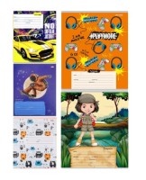 Тетрадь 12 листов, косая линия, Принт в ассорти