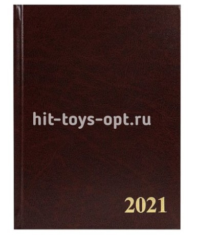 Ежедневник датированный А5 ProfPRESS ГЛОСС темно-коричневый, 2021г., 168л., кожзам , черный