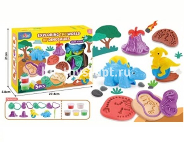 Пластилин Создай Динозавра 14 эл, размер 28*21