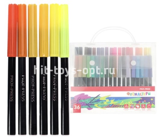 Фломастеры Prof-Press с вентилируемым колпачком 36 шт ART VISION ПВХ бокс