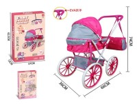 Коляска в коробке лежачая с сумкой на бол колесах розовая, 66*74