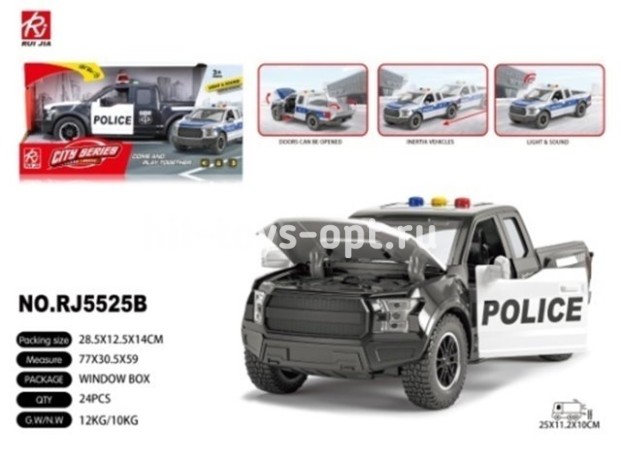 Машина Полиция Инерционная, свет/звук, размер 28см*14см*13см