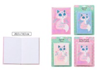 Блокнот А5 лазерная кожа 80л &quot; Basir &quot; Лисичка (ассорти), клетка, сшивка, с аппликацией и вышивкой