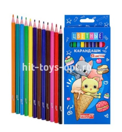 Карандаши цв пл.2М,набор,гекс.12цв. КОШАЧЬЯ МАГИЯ (КЦ-2527) гриф.d=2,8мм,в к/к