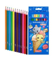 Карандаши цв пл.2М,набор,гекс.12цв. КОШАЧЬЯ МАГИЯ (КЦ-2527) гриф.d=2,8мм,в к/к