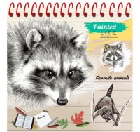 Скетчбук А6ф 80л на спирали -Еноты- (80-3354) жесткая подложка, мат. лам