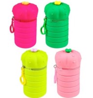 Пенал-косметичка ЦВЕТНЫЕ КАКТУСЫ (ПН-8680),складной, в проз.тубе 20х6,5/12х5 см, силикон,цв. ассорти