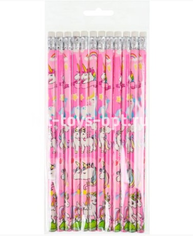 Карандаш ч/г, дерево, круг., незаточ.,с ластиком, в ассорти, в уп 12шт. ЦЕНА ЗА УП,