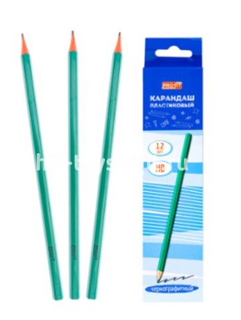 Набор чернографитных карандашей 12 шт. заточенные, без ластика в пак. цена за уп.