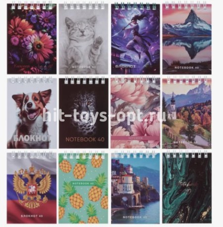 Блокнот А6 40л принт в ассорти