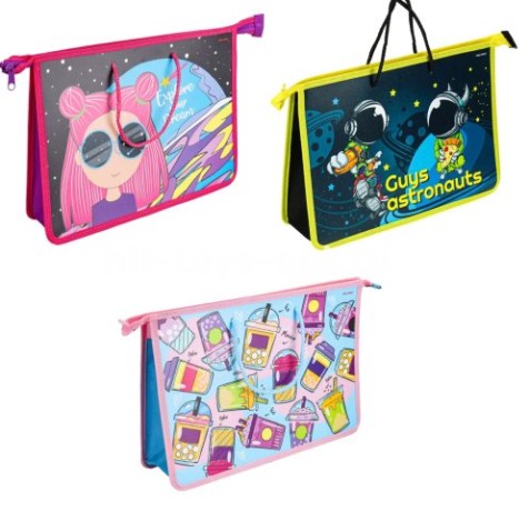 Папка детская на шнурке А4 в ассорти, пластик.