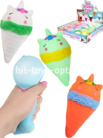 Антистресс-мялка "Единорог в рожке" цвет микс, в шоубоксе,13,5x7,7 см, цена за шт.