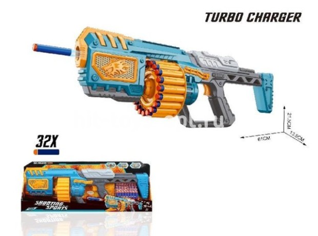 Бластер с барабаном+32 мяг пули 62*24