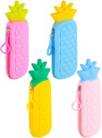 Пенал-косметичка ЦВЕТНОЙ АНАНАС,в прозрач.тубе 22х10х3/20х8 см, силикон, цв. ассорти