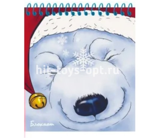 Блокнот А6 48л клетка спираль Белый мишка